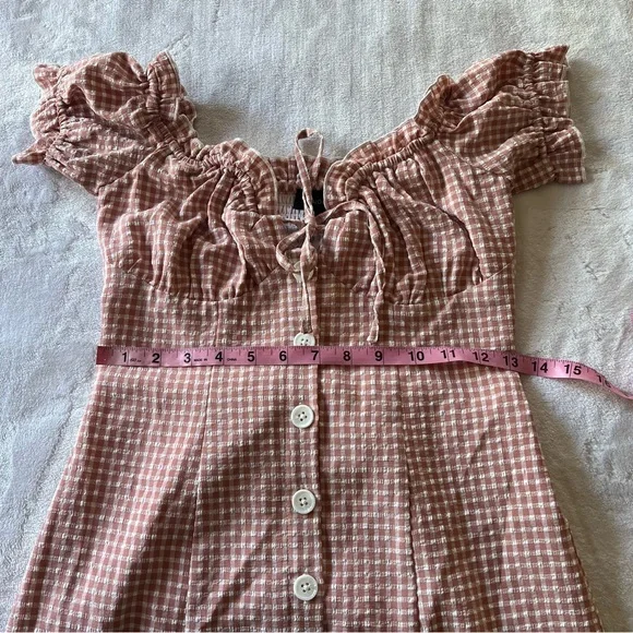MAJORELLE Golden Gal Mini Dress in Pink Plaid Size Small - Picture 9 of 10